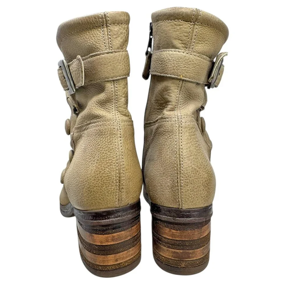 Miz Mooz Sidney Taupe Leather Button‎ Ankle Boots